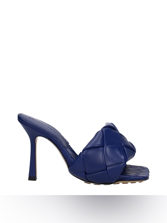 Bottega Veneta Shoes - 🆕 Bottega Veneta Navy Blue Woven Intrecciato Lido Slide Heeled Sandals - 38C